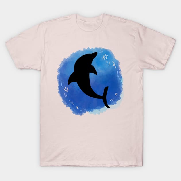 watercolor with dolphin silhouette T-Shirt by Petprinty